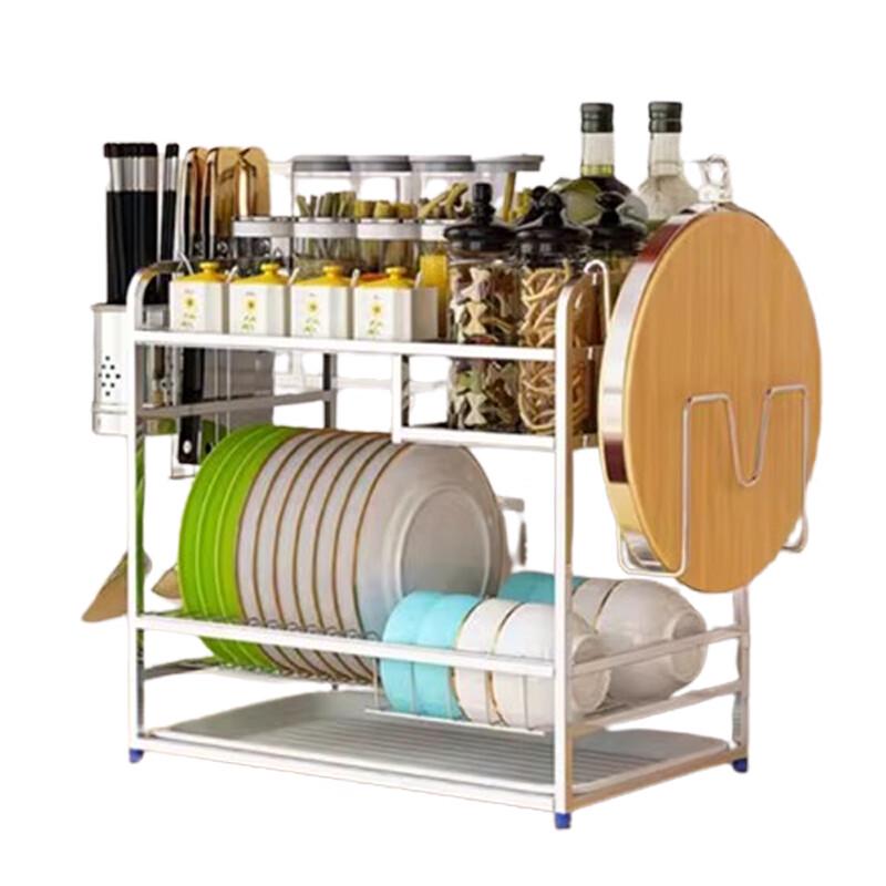 Трехуровневая кухонная полка для хранения и сушки из нержавеющей стали