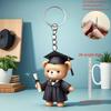 2D Acrylic Flat Graduation Bear Keychain Set Cartoon Decorative Keys with Tassels, Perfect for Fans and Students, Graduation Gift Idea