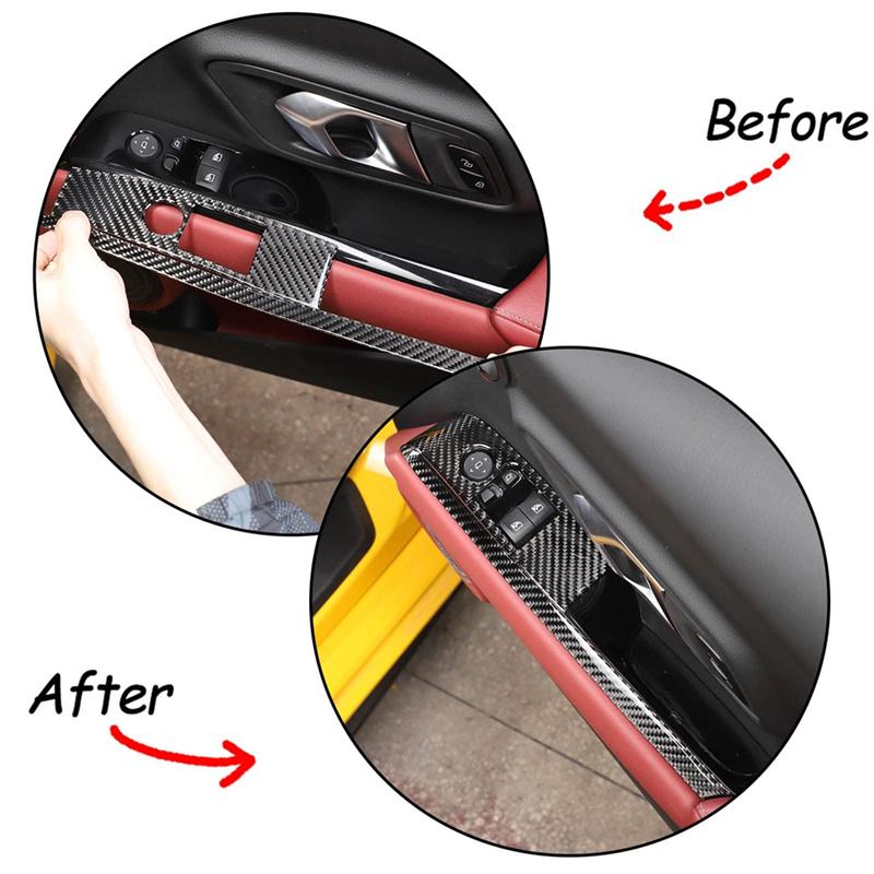WO-For Toyota Supra GR A90 - Soft Carbon Fiber Car Door Armrest Window Switch Panel Sticker Trim Parts (RHD)