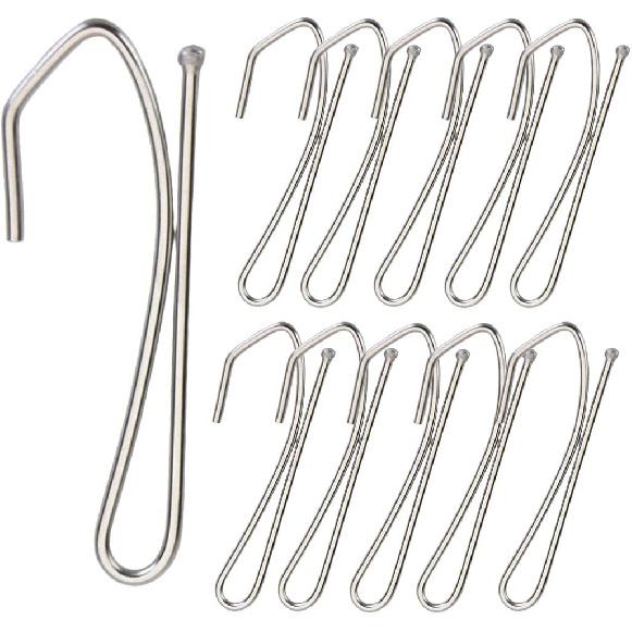 Curtain Hooks Stainless Steel Hooks Metal Single Prongs Pinch Pleat Drapery 70 Pcs Hook Long S Hooks Pinch Pleat (70 pcs)