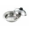 Yoshikawa Umisaisai Steaming Plate for 18-20cm Pots, with Lid, Dome-Shaped, Stainless Steel, for Steamed Food, Made In Tsubame-Sanjo, Made In Japan, S