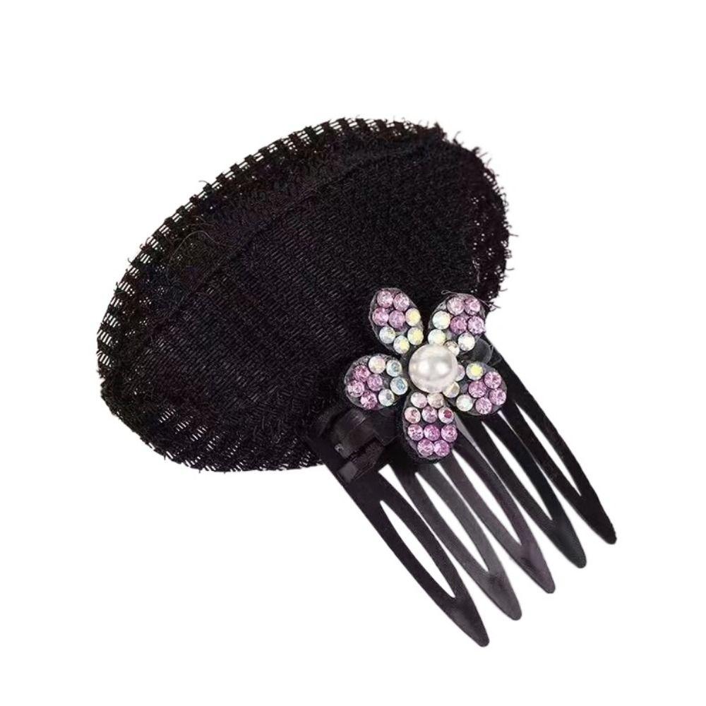 Flower Hair Base Pearl Bun Bump It Up Volume Hair Base Shiny Invisible Volume Hair Clip  Daily