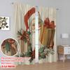 2pcs,2D plane printing Contemporary Curtains Vintage Santa Claus Polyester Fabric (without rod) Outdoor Decorations for Bedroom,