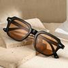 Retro Polygonal Frame Sun Glasses Striped Temples Driving Shades  for Women & Men