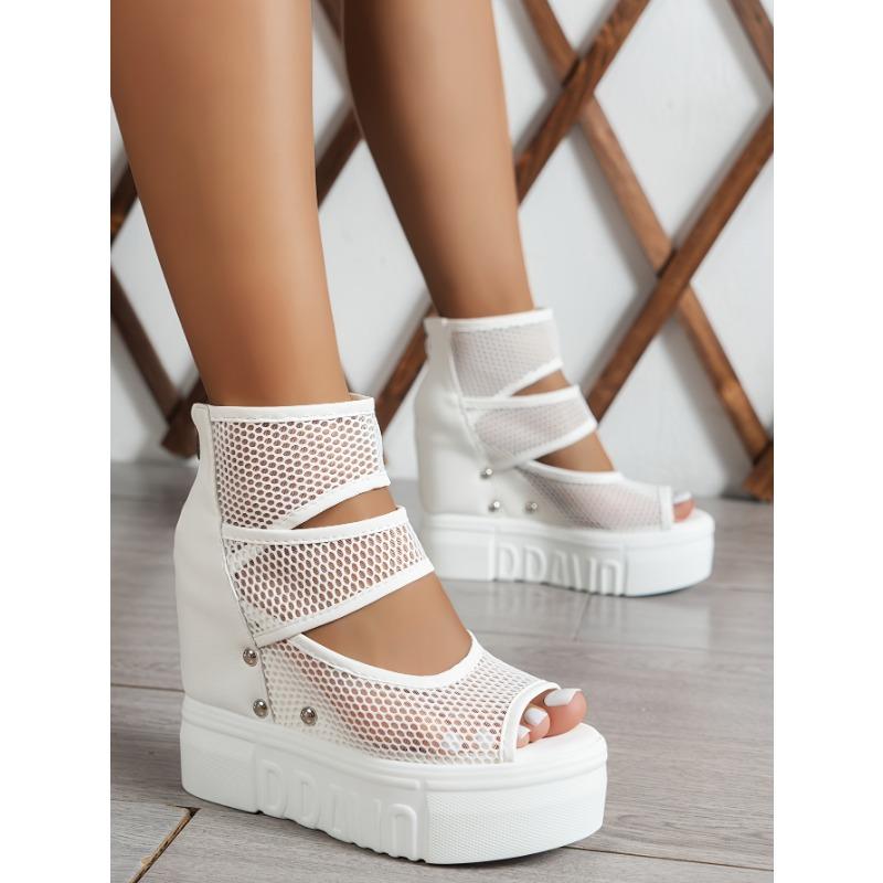 Женские зимние пушистые нескользящие кроссовки/ботинки на платформе - Толстая платформа, увеличивающая рост