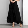 Женские модные брюки палаццо с рюшами и завязкой на талии, однотонные, повседневные юбки, длинные брюки для вечеринки, платье макси