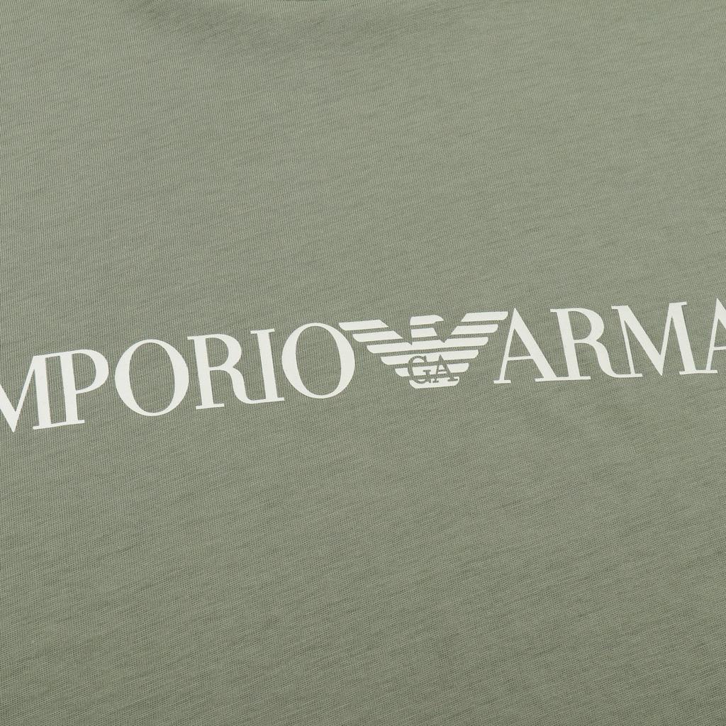 Emporio Armani Мужская футболка с длинным рукавом и принтом логотипа FW23, свободный крой, круглый вырез, топ, зеленый, 8N1TN8-1JPZZ-0598