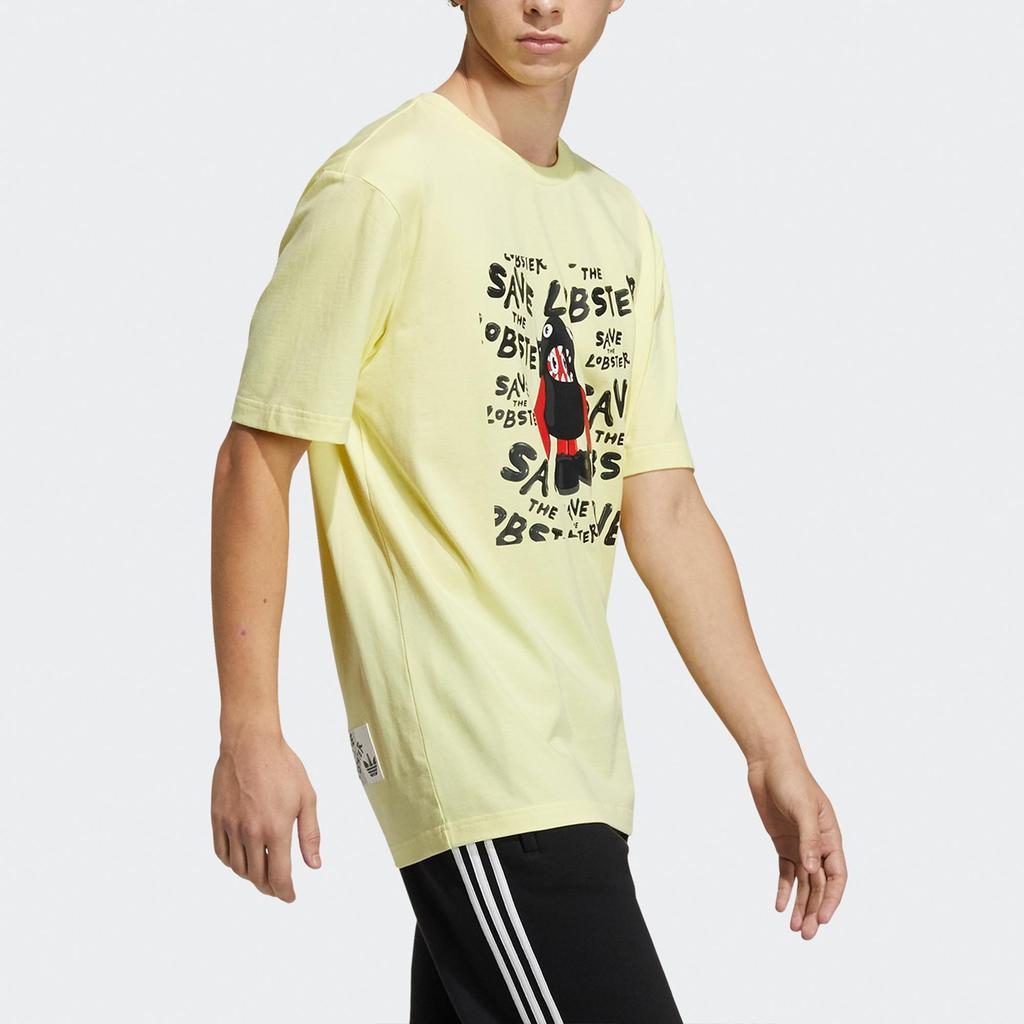 adidas Оригинальная мужская футболка с принтом художника SS Philip Colbert Save Lobster Мультяшный принт Хлопок Повседневная с коротким рукавом Желтая H58117
