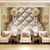 Фото 3D золотые мягкие ювелирные изделия в виде ракушек с цветочным рисунком, художественная роспись, современная гостиная, диван, телевизор, фон, настенные обои