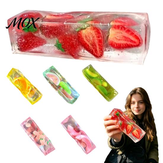 Stress Relief Clear Stick Toy Shapeable Fruit Bar Squeeze Toy, No Rebound Soft Stretchy Fidget Strip for Relaxation