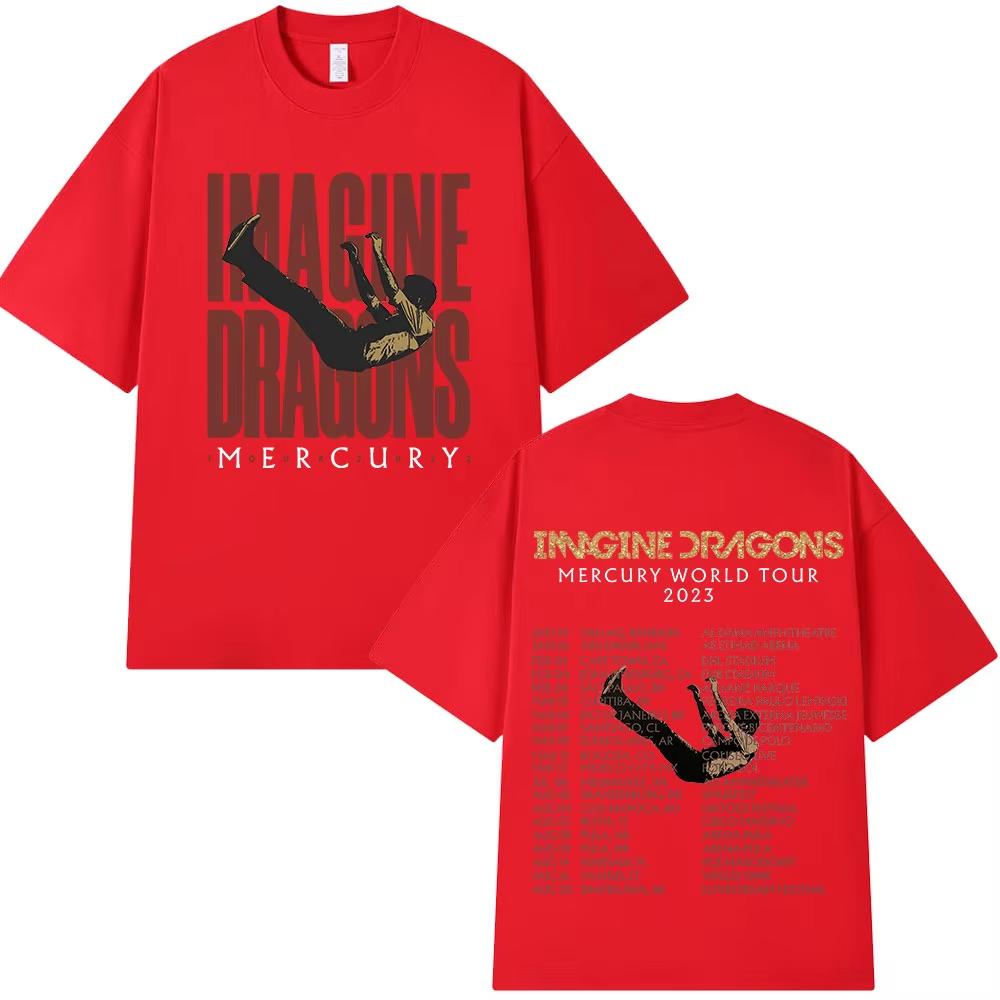 Imagine Dragons Mercury Tour 2023 Concert T Shirt Hip Hop Rock Band Tshirt Men Women Clothing Cotton Loose Short Sleeve T-shirts