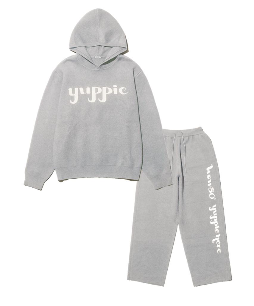 MAYOL Men'S Yuppie Knit Hoodie Pants Set Melange Grey