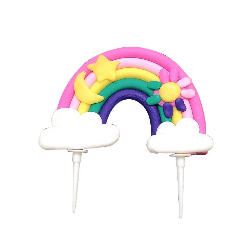 Топперы для торта "Радужное Облако и Звезда" - Мягкая глина конфетных цветов, украшения для DIY-декора сцены выпечки