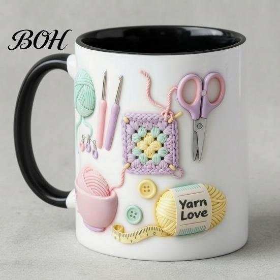 Ceramic Mug Mug, with 3D Knitting Pattern Design, Large Capacity Microwave Safe Practical Coffee Durable Tea Cup, for Craft Lovers Kitchen Bar