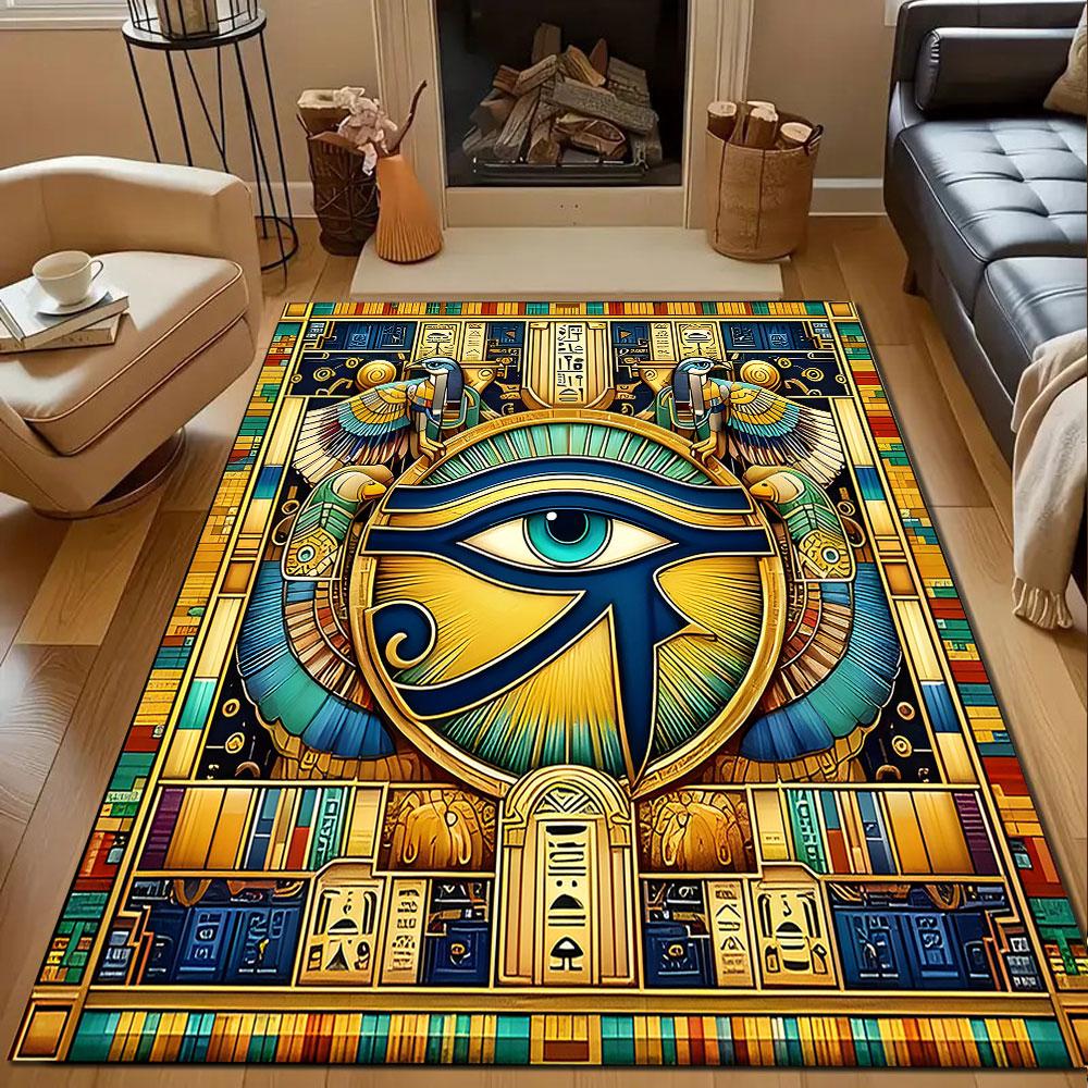 Eye of Horus Egyptian Design Rug Patterned carpet, non slip mat suitable for living room and bedroom sofas