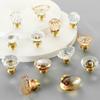 Gold Base Kitchen Cabinet Knobs Crystal Glass Wardrobe Handles Furniture Handle  Dresser Drawer