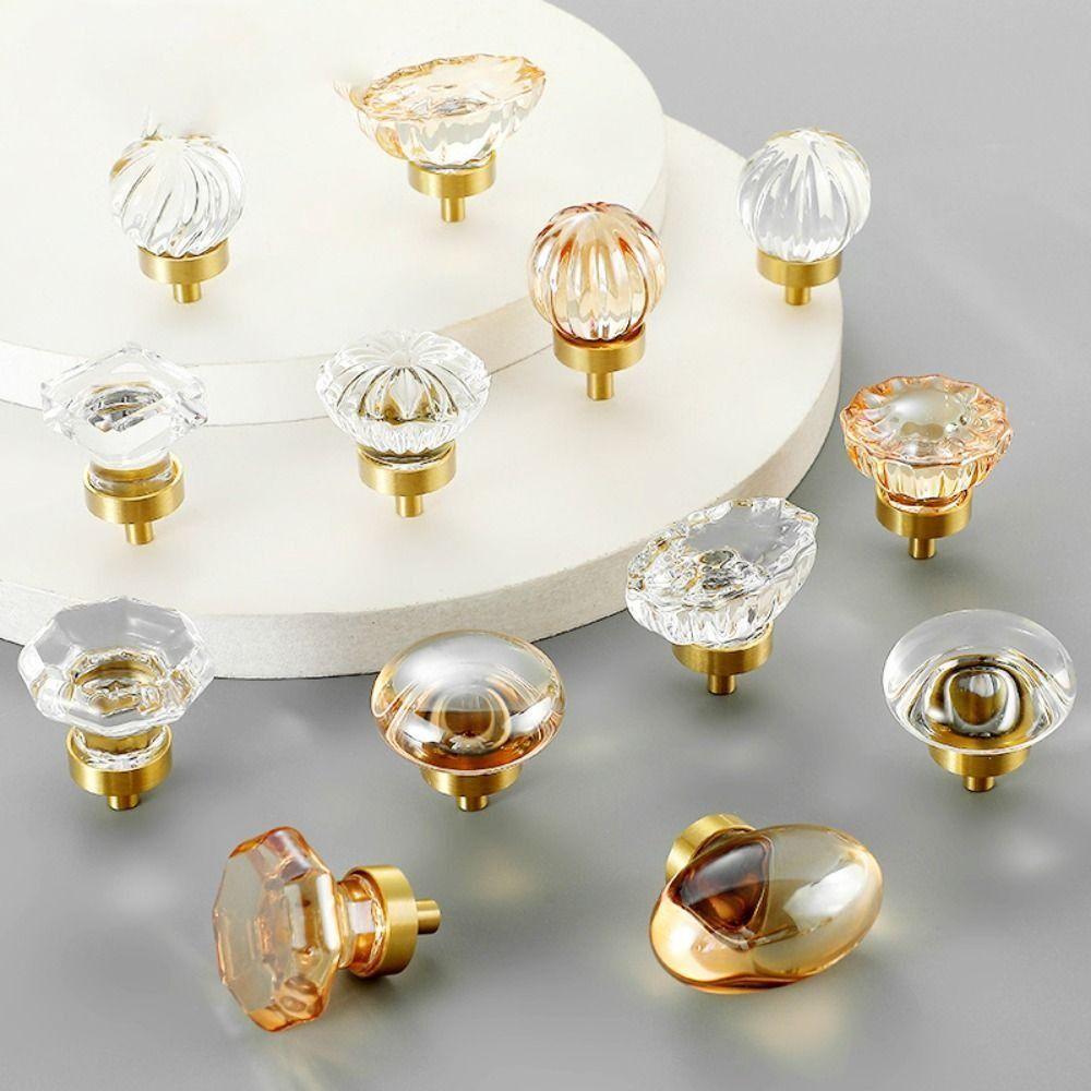 Ручка для мебели из хрустального стекла цвета шампанского / прозрачная ручка для шкафа