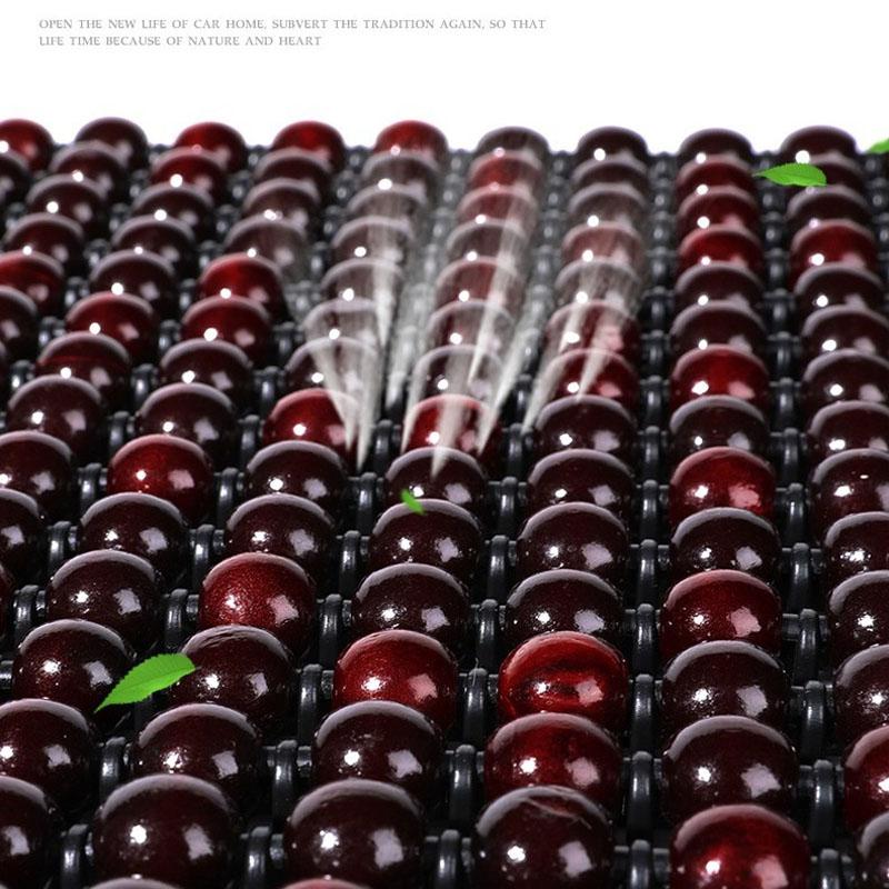 Роскошная подушка на сиденье автомобиля из ПУ кожи и деревянных бусин – Дышащая, прочная и легко чистится – Подходит для большинства автомобилей, грузовиков и внедорожников