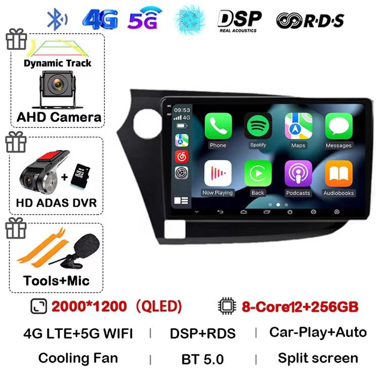 Android 14 Carplay Auto Автомагнитола для Honda Insight 2 2009 2010 2011 2012 2013 2014 Стерео Видео Мультимедийный Плеер GPS WIFI 4G