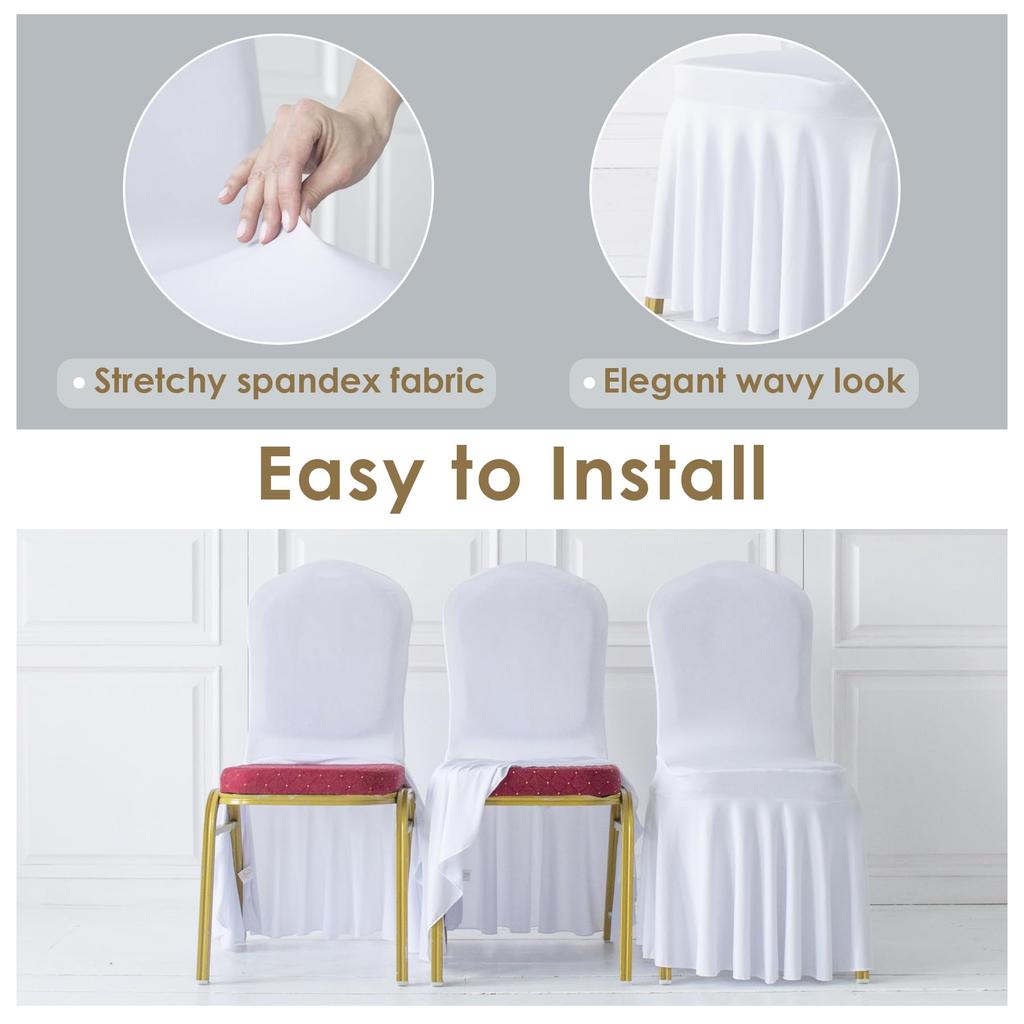 5/10/50/100pcs Pleated Skirt Spandex Chair Cover Hotel Banquet Party Events Wedding Decoration Dining Room Seat Protector Covers