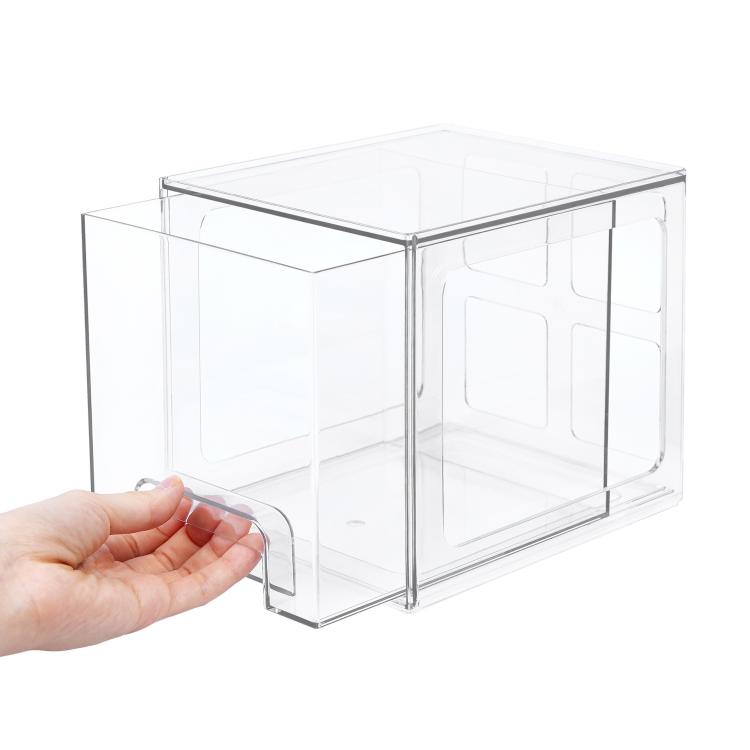Tall Openwork Desktop Storage Box Drawer-Style Stackable Transparent Plastic Cosmetic Organizer