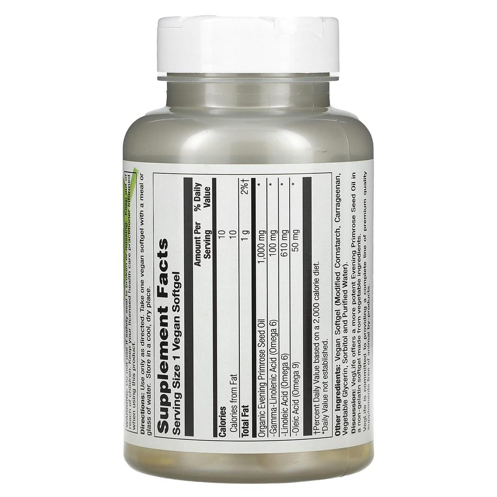VegLife, масло примулы вечерней, веганские мягкие капсулы, 60 таблеток