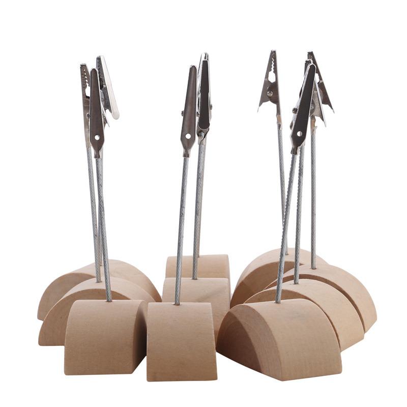 Новый портативный 10 шт./комплект деревянных держателей для карточек с указанием мест, держатели для карточек с указанием мест на свадьбу, настольные романтические фото-заметки, номера, имена, зажимы, основание