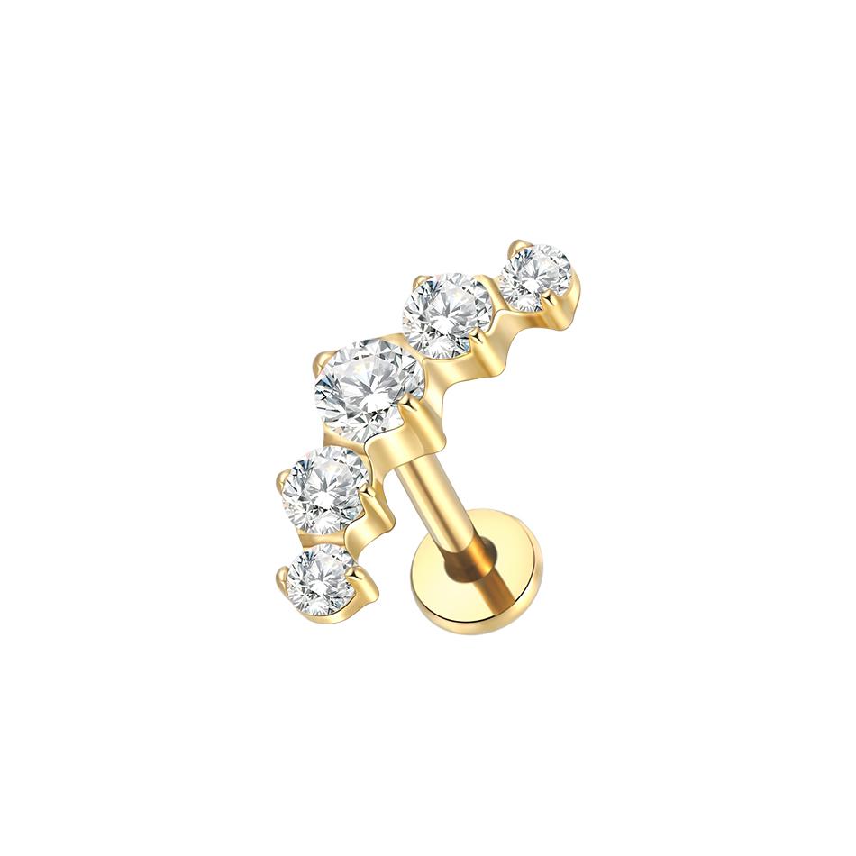 1 шт. Серьга-гвоздик из титана имплантатного качества с цирконием, с внутренней резьбой, Звезда, Лабрет, Пирсинг губы, Монро, Хеликс, Козелок, Пирсинг, Украшение