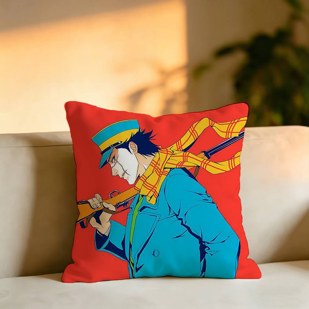 Pop Anime GGolden Kamuy Square DoubleSided printed Pillow Case Bedroom Bedside Pillow Sofa Cushion Cover