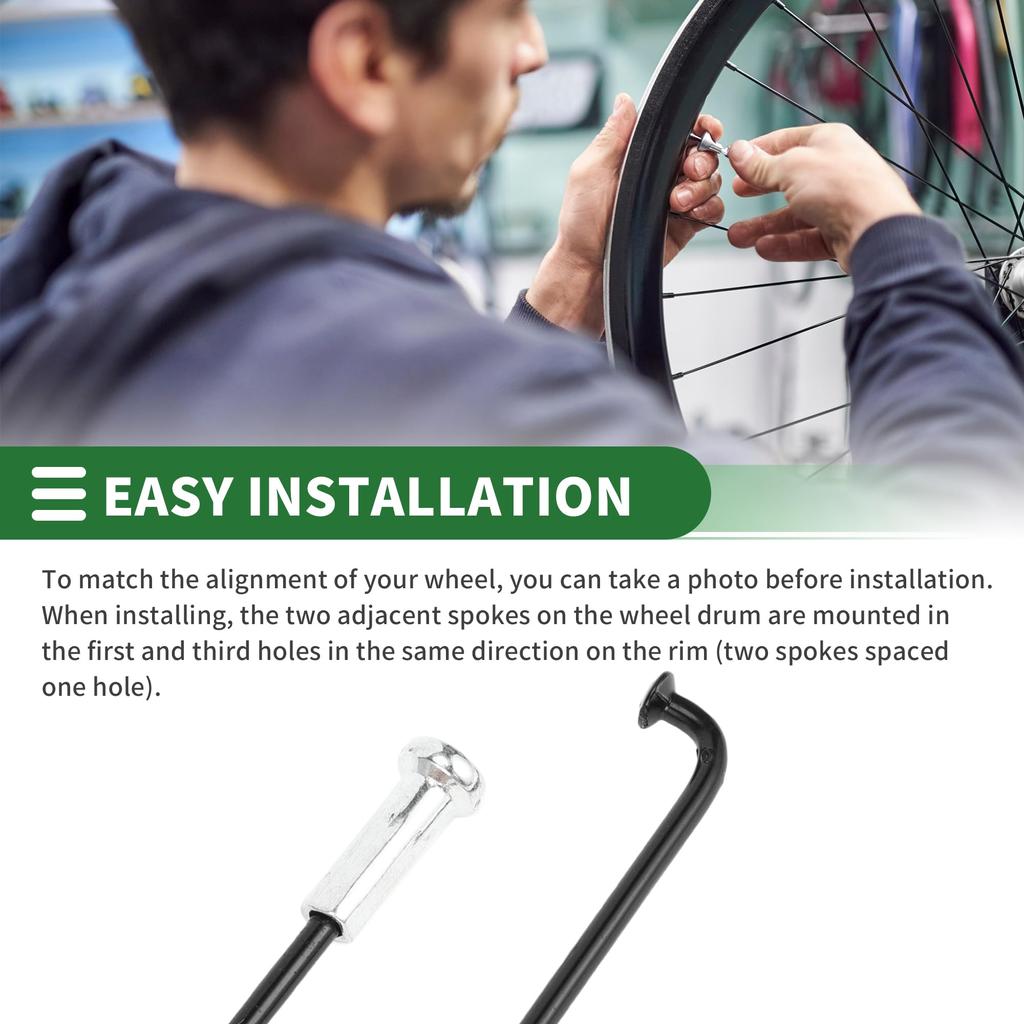 Motoforti Универсальные спицы для велосипеда, Спицы для велосипедного колеса, 14G, Длина 273 мм, Углеродистая сталь, Черный, 1 комплект