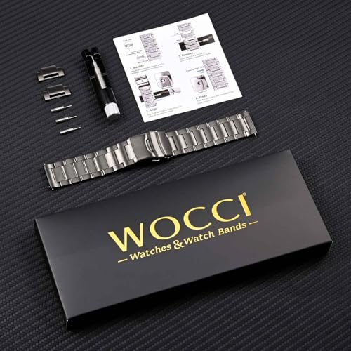 WOCCI Мужской металлический ремешок для часов 22 мм, нержавеющая сталь 316L, с быстрой застежкой, темно-серый