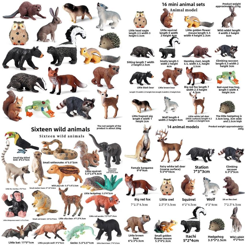 Owl Squirrel Wild Animal Figures Set For Kids Gift Easter Christmas Birthday Cake Decorations Plastic Toy Collection