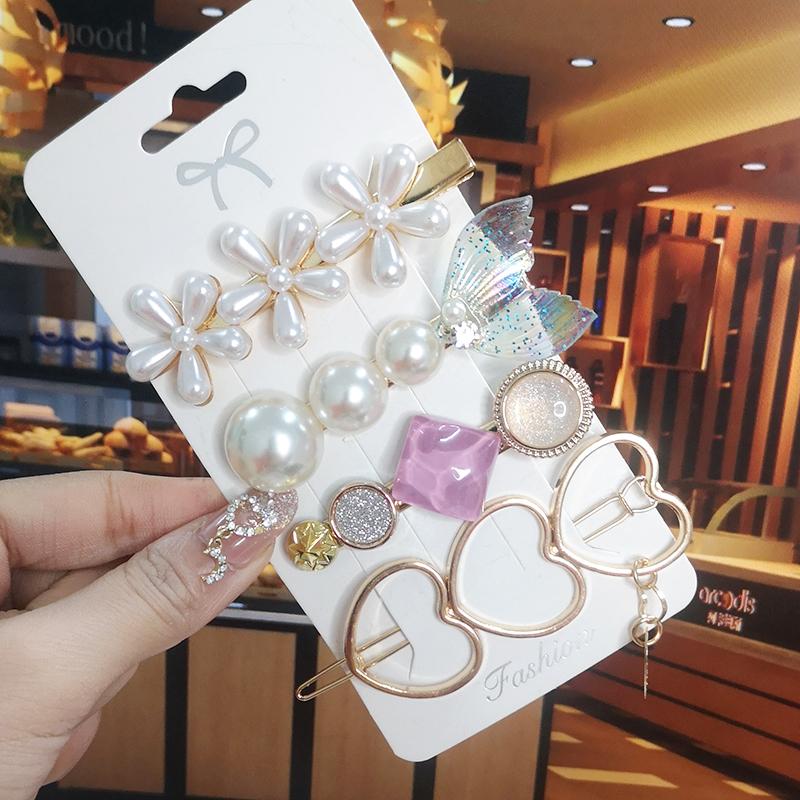 Корея Блестящий Кристалл Набор Заколок для Волос Модные Аксессуары для Волос Тренд для Женщин Девушка Жемчуг Стразы Заколка Боковая Заколка для Волос