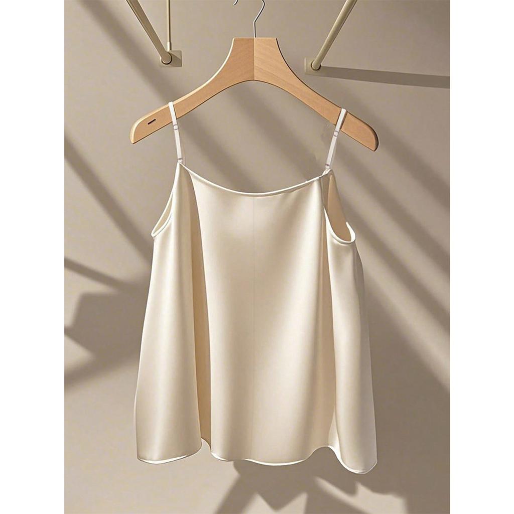 Foreign trade new big bow sling simulation silk drape vest backless top large size gentle temperament top