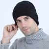 Новая осенне-зимняя мужская шерстяная шапка крупной вязки с бархатной подкладкой и утолщенной вязкой, теплая, для велоспорта, с защитой ушей от холода, шапка-пуловер