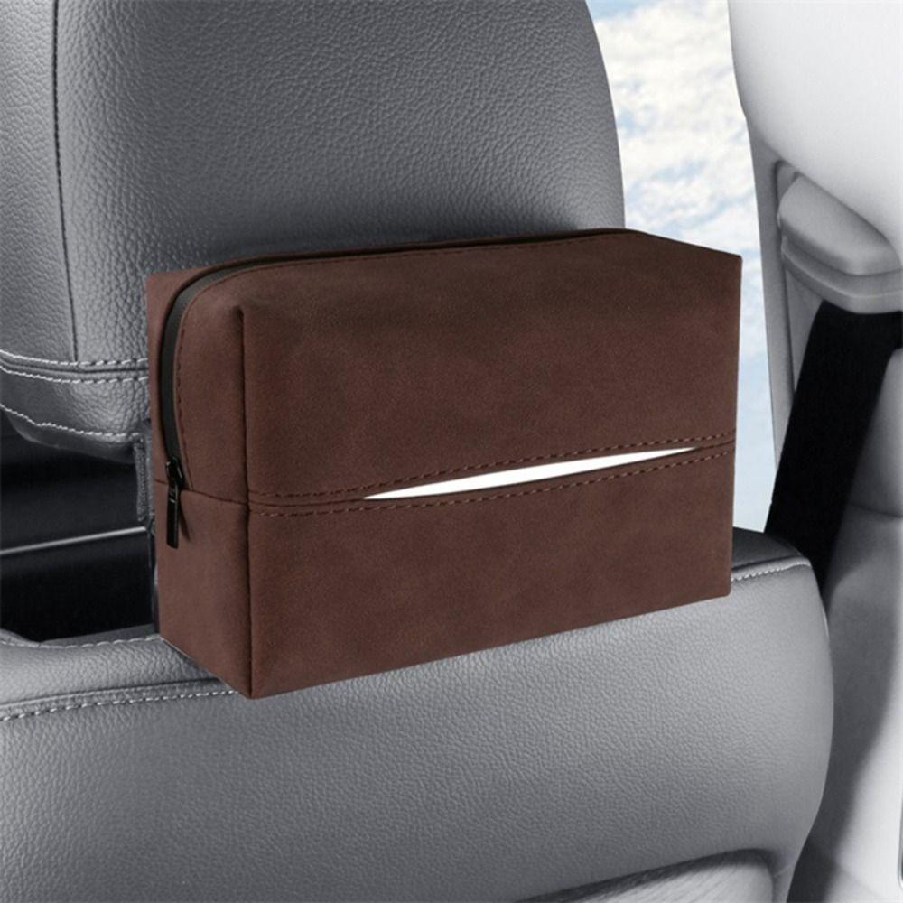 Wear-resistant Car Tissue Box Nappa Leather Paper Towel Organizer Car Seat Head Back