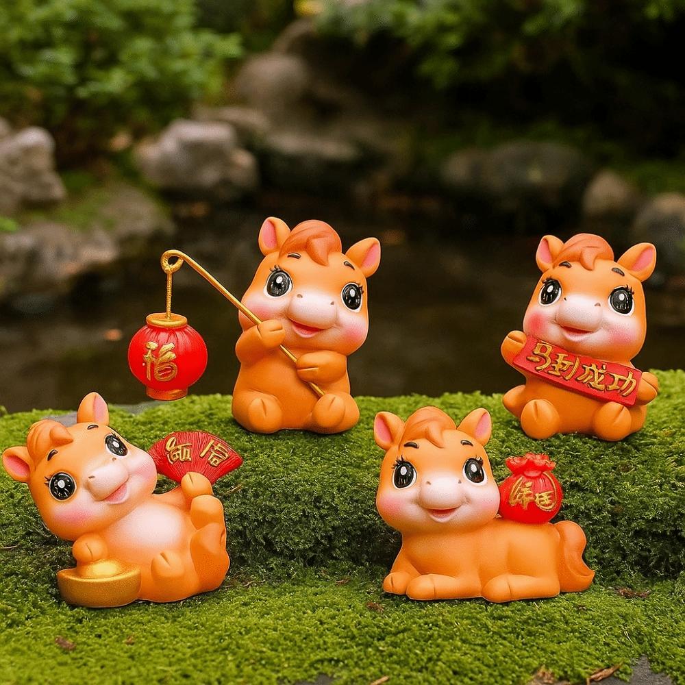 Resin Horse Figurines Chinese Style Horse Year Figurines Mascot Ornaments Horse Ornaments For Home