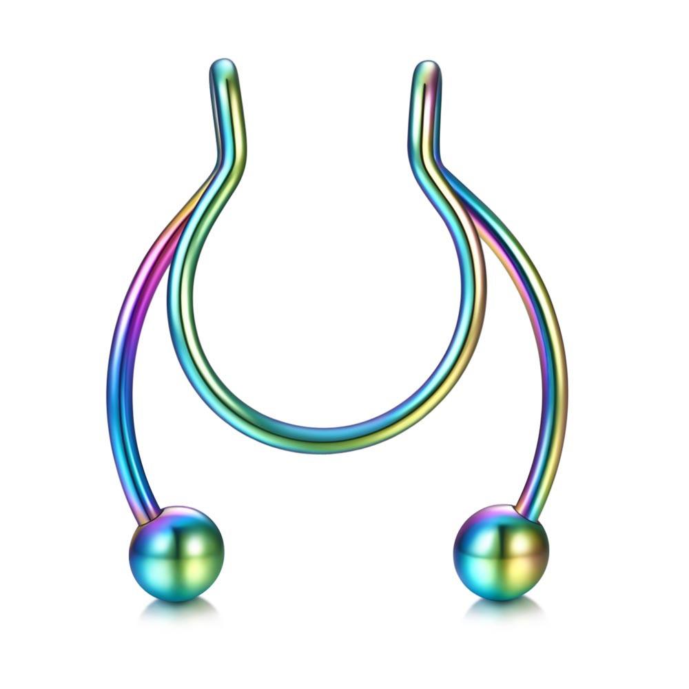 1 шт. U-образный непрокалываемый поддельный пирсинг перегородки носа, хирургическая сталь, спиральные кольца в носу для женщин и мужчин, пирсинг носа, Нариз