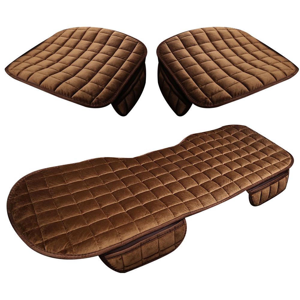 Cars Auto Parts Seat Car Cover Cushion Warm Set with Storage Pocket Anti-Slip 3Pcs Plush Winter