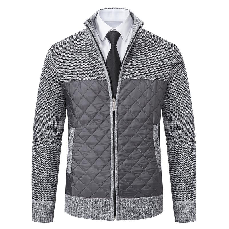 Men's Spring and Fall Thickened Knitted Jacket Long Sleeve Stand-up Collar Zipper Jacket