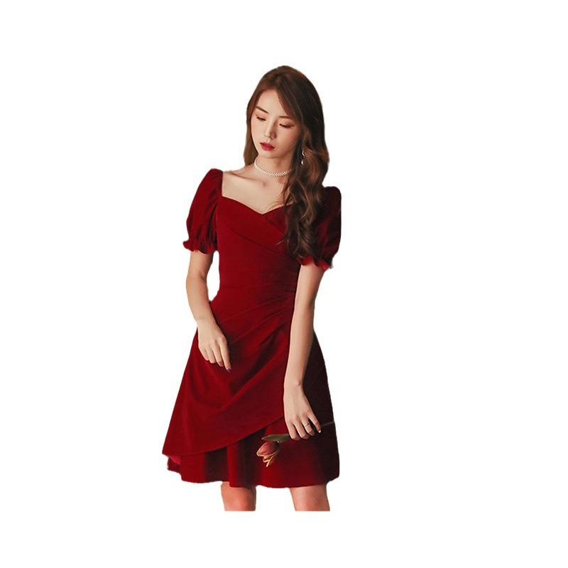 Платье невесты цвета красного вина для миниатюрных подгузников — идеально подходит для свадеб и будней, весна/лето