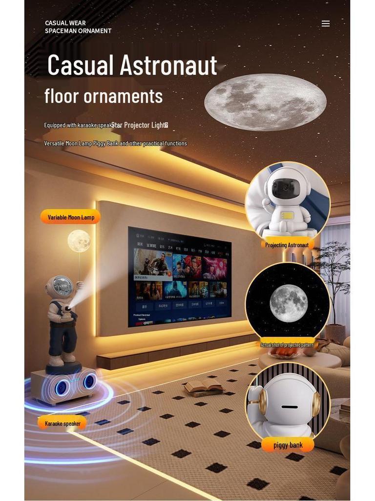 Большая фигурка космонавта с подсветкой «Звездное небо» – напольное украшение для гостиной или ТВ-тумбы, идеальный подарок на новоселье.