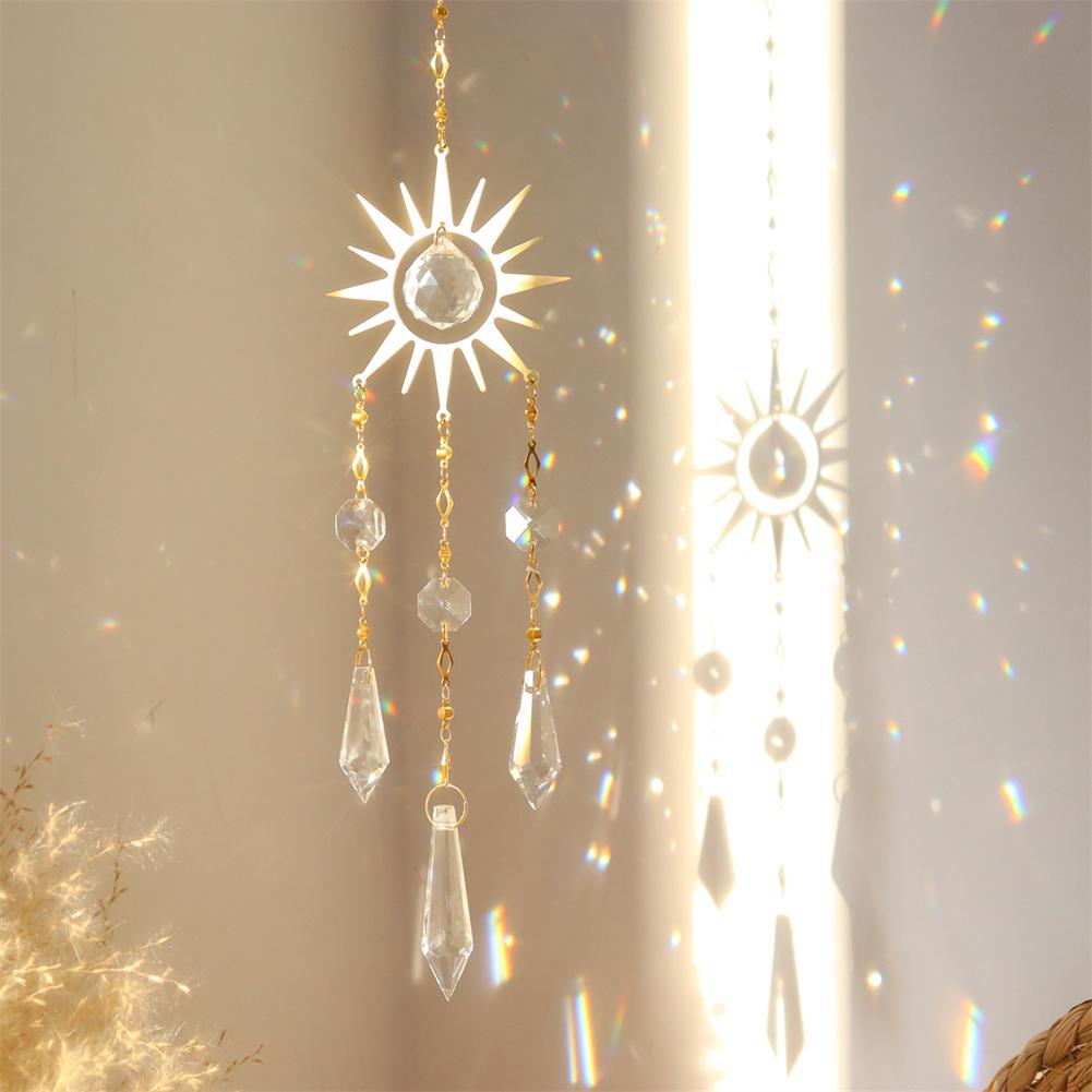 Crystal Prisms Light Catcher Windchimes Hexagon Wind Chime Garden Decor Hanging Window Ornament Chandelier Home Decoration