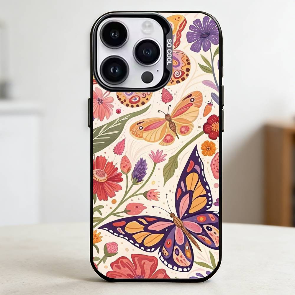 Butterflies Phone Case for Color Silver Shell For IPhone 17 16 15 14 13 12 11 Pro Max Plus