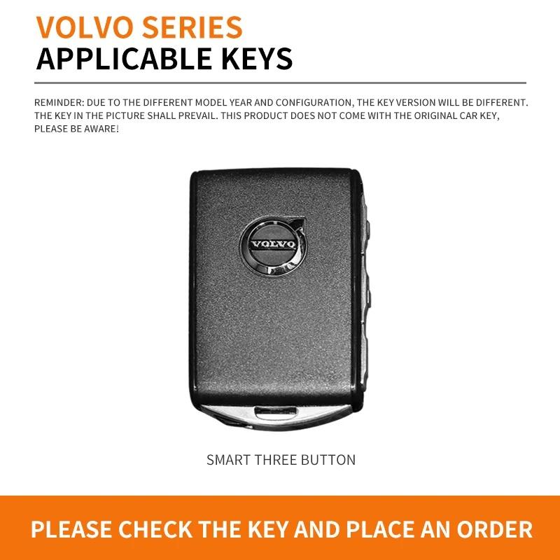 AABBJ1 1Pc Premium Zinc Alloy+Leather Key Fob Case for Volvo XC40 XC60 XC90 S60 S90 V50 V70 V90 V60 V40 S80 EX30 Anti-Dust Auto Parts