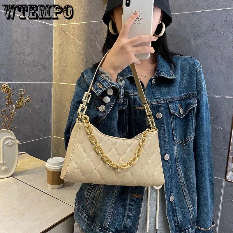 Women's Chain Underarm Bag Solid Spring and Summer Versatile Shoulder Bag Ladies Portable Large-capacity Leisure Bag