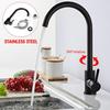 Kitchen Stainless Steel Faucet Kitchen Sink Water Tap Hot & Cold Single Handle Tap 360 Rotation Kitchen Shower Faucet Black