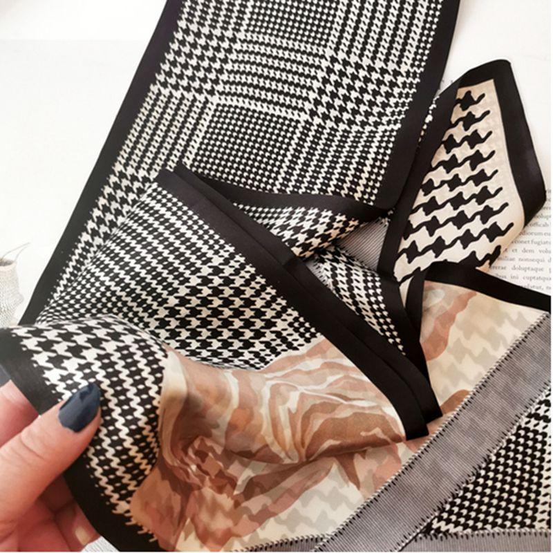 Double-Sided Long Silk Scarf, The Same Silk Plain Crepe Satin Double-Layer Scarf, Thin And Narrow Versatile Streamer Headband, Souvenir Gift.