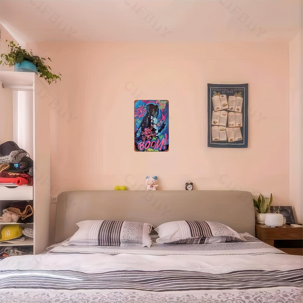 Jinx Explosion Mystery Inspired Metal Wall Art Thick Iron Aluminum Pre Drilled Easy Hanging Waterproof Corrosion Home Decor