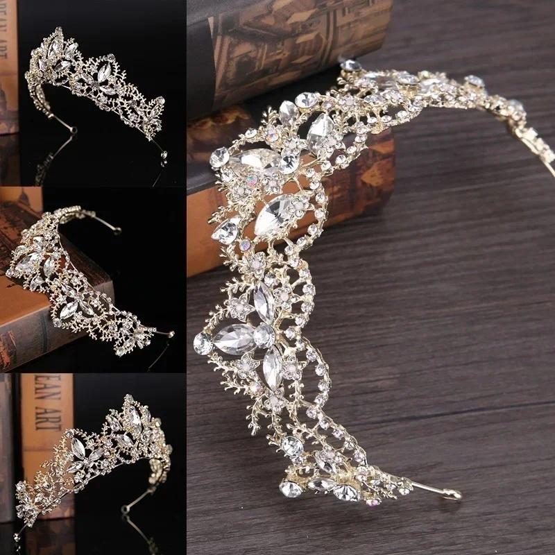 Luxury Silver Color Crystal Water Drop Bridal Jewelry Sets Rhinestone Tiaras Crown Necklace Earrings Wedding Dubai Jewelry Set
